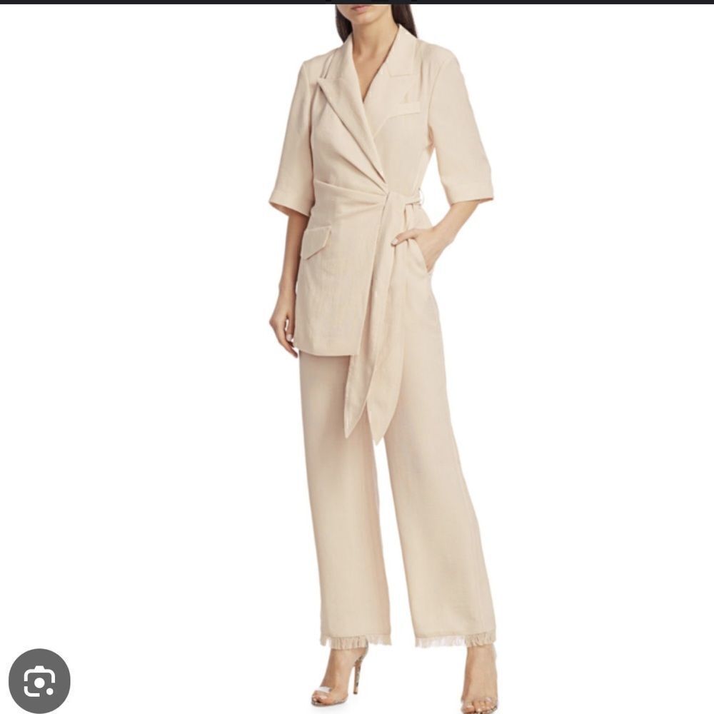 NWT Nanushka ASETERO JUMPSUIT Cream Linen Small